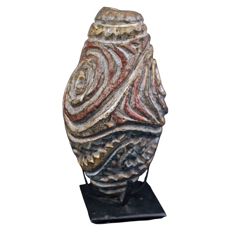 Flûte cérémonielle en terre cuite, instrument traditionnel, art océanien, art tribal, Océanie, 15 cm