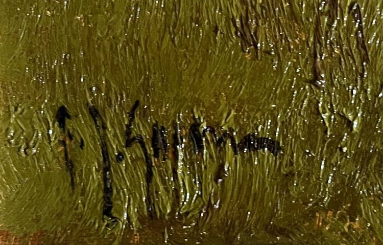 HST painting "Landscape with white ducks" signed + frame