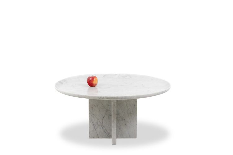 Pair of nesting tables in Carrara marble. Contemporary. LS64411609M