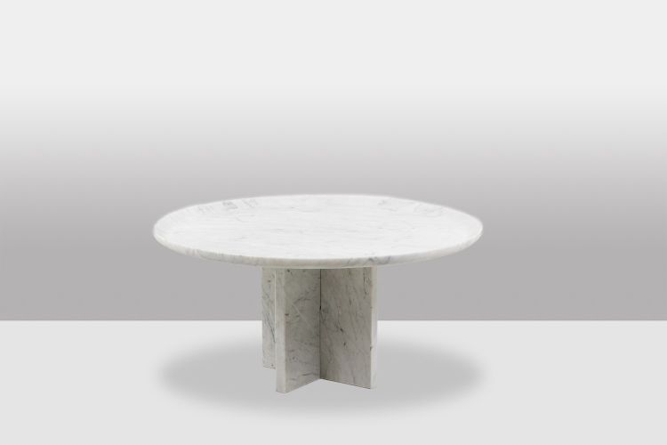 Pair of nesting tables in Carrara marble. Contemporary. LS64411609M