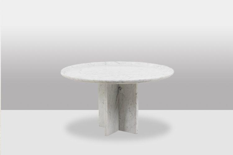 Pair of nesting tables in Carrara marble. Contemporary. LS64411609M
