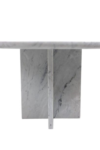 Pair of nesting tables in Carrara marble. Contemporary. LS64411609M