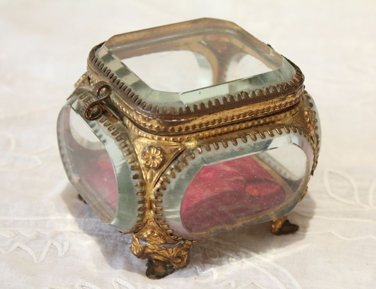 Napoleon III brass and beveled glass jewelry box, late 19th century