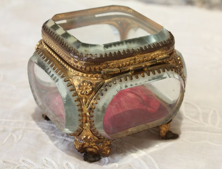 Napoleon III brass and beveled glass jewelry box, late 19th century
