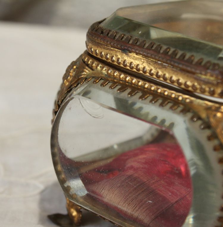 Napoleon III brass and beveled glass jewelry box, late 19th century