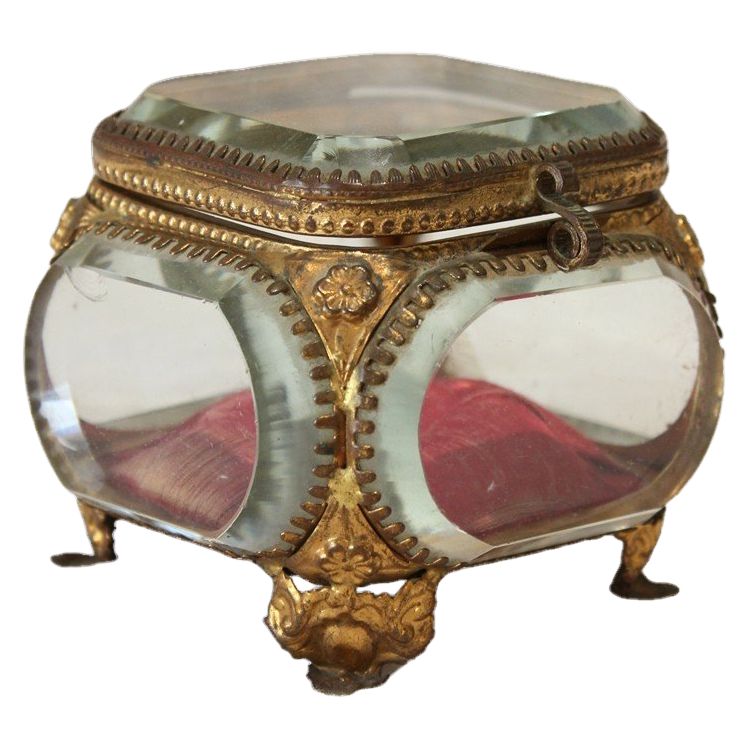 Napoleon III brass and beveled glass jewelry box, late 19th century