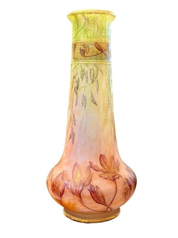 Daum Art Nouveau Vase "Crocus and Bees"