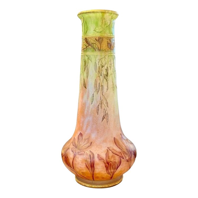 Daum Art Nouveau Vase "Crocus and Bees"