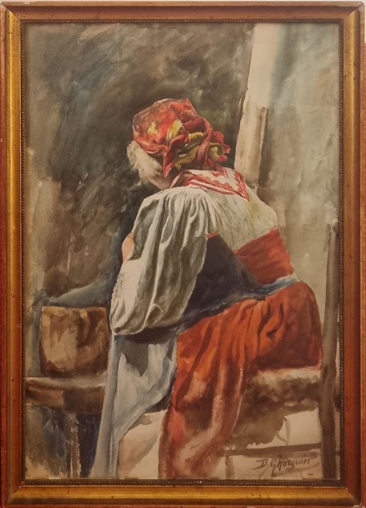 Désiré Auguste GHESQUIER - Portrait d'une Italienne de dos