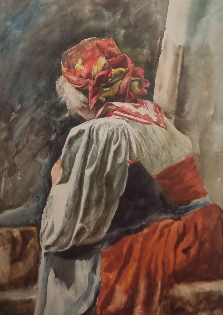 Désiré Auguste GHESQUIER - Portrait d'une Italienne de dos