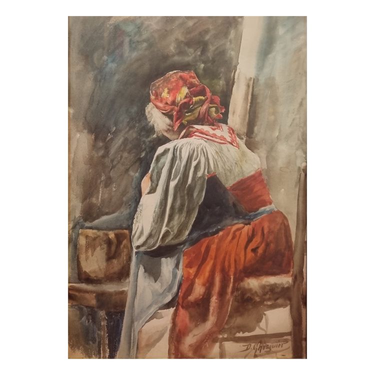 Désiré Auguste GHESQUIER - Portrait d'une Italienne de dos