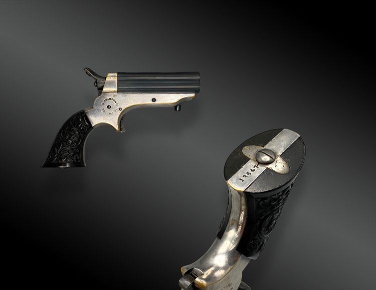 SCATOLA DEL GIOCATORE CON PISTOLA SHARPS & HANKINS, QUATTRO CANNE CAL. 22