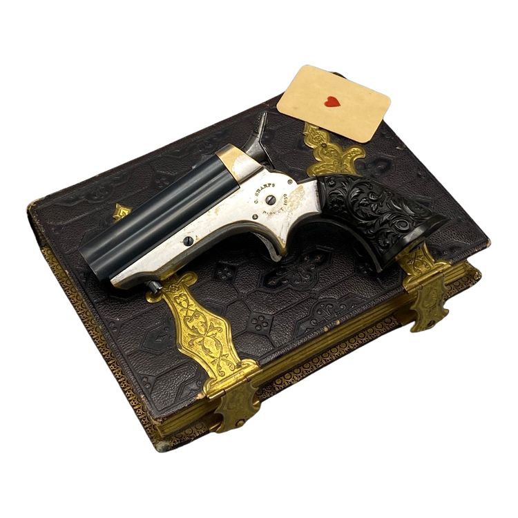 SCATOLA DEL GIOCATORE CON PISTOLA SHARPS & HANKINS, QUATTRO CANNE CAL. 22