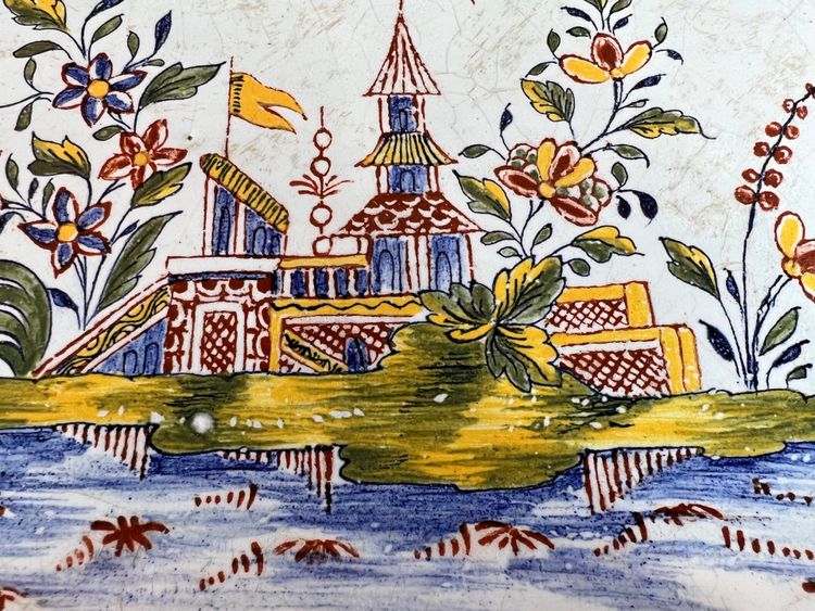Large Sinceny Earthenware Tray – 18th Century – Chinoiserie & Bird Decor