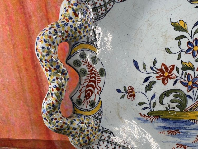 Large Sinceny Earthenware Tray – 18th Century – Chinoiserie & Bird Decor