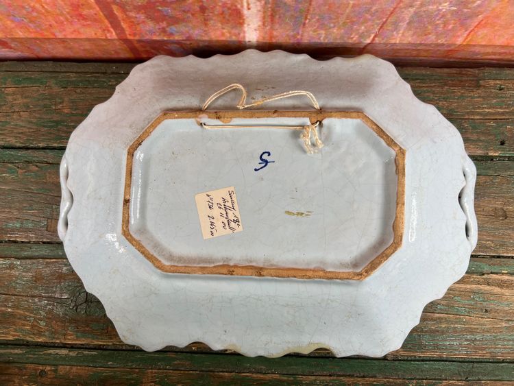 Large Sinceny Earthenware Tray – 18th Century – Chinoiserie & Bird Decor