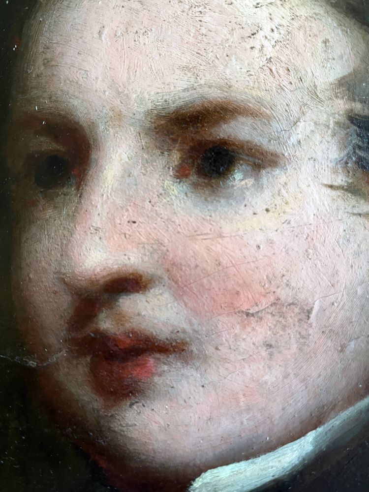 HSP Gemälde "Romantisches Portrait" junger Mann zweiseitig 19. Jahrhundert