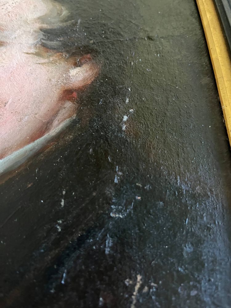 HSP Gemälde "Romantisches Portrait" junger Mann zweiseitig 19. Jahrhundert