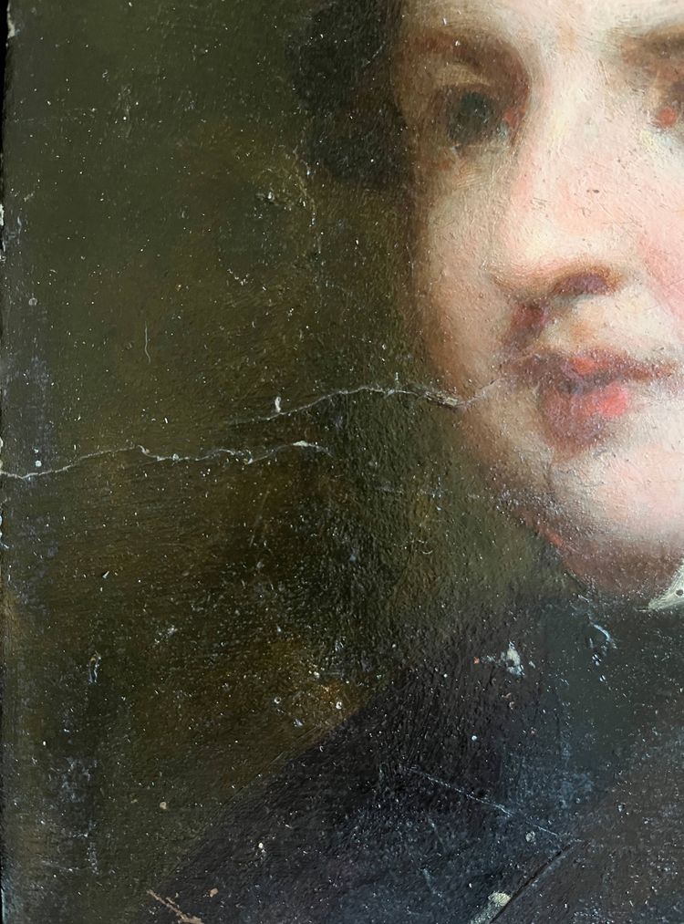 HSP Gemälde "Romantisches Portrait" junger Mann zweiseitig 19. Jahrhundert