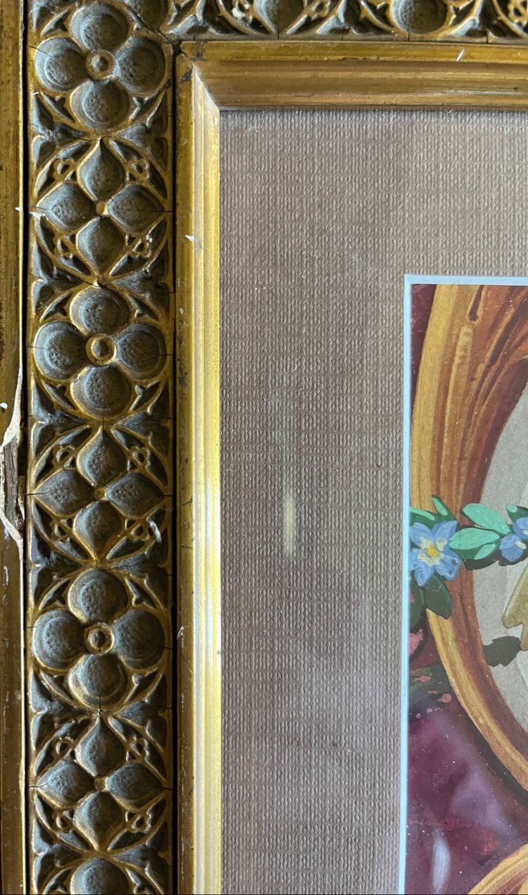 HSP painting "study of flowers - roses" Art Nouveau architectural project + frame