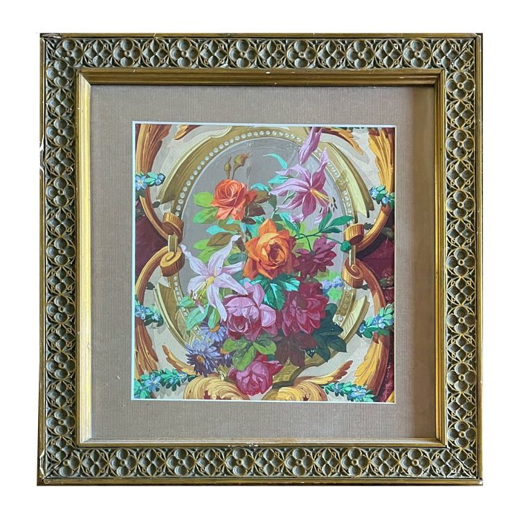 HSP painting "study of flowers - roses" Art Nouveau architectural project + frame