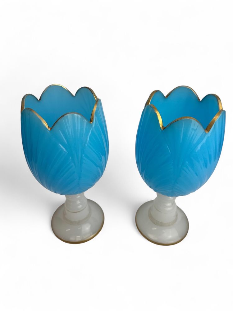 Baccarat - Pair of Fantasy Opaline “Tulip” Vases