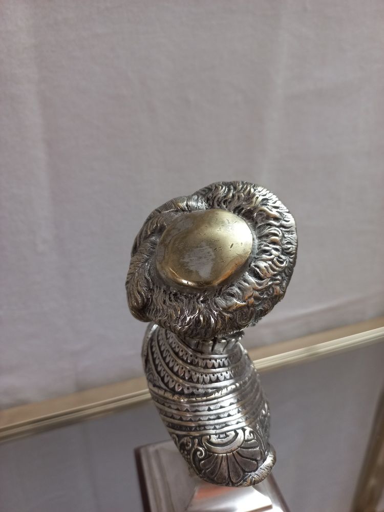 Busto del XIX secolo in bronzo argentato e marmo rosso