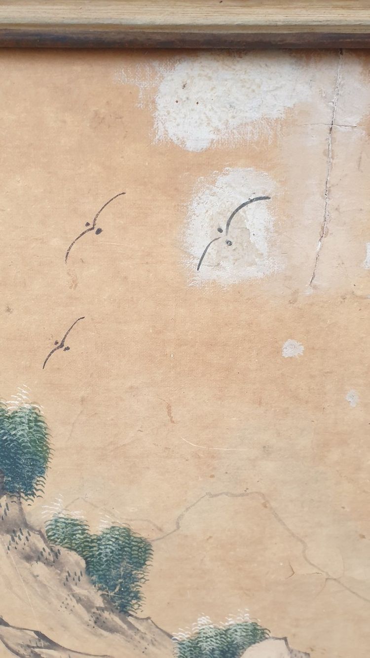 Tapete einer lebendigen chinesischen Landschaft, 19. Jahrhundert