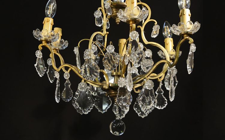Chandelier with tassels Crystal and gilded bronze 
