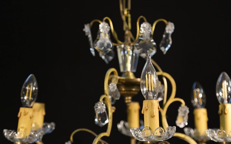Chandelier with tassels Crystal and gilded bronze 