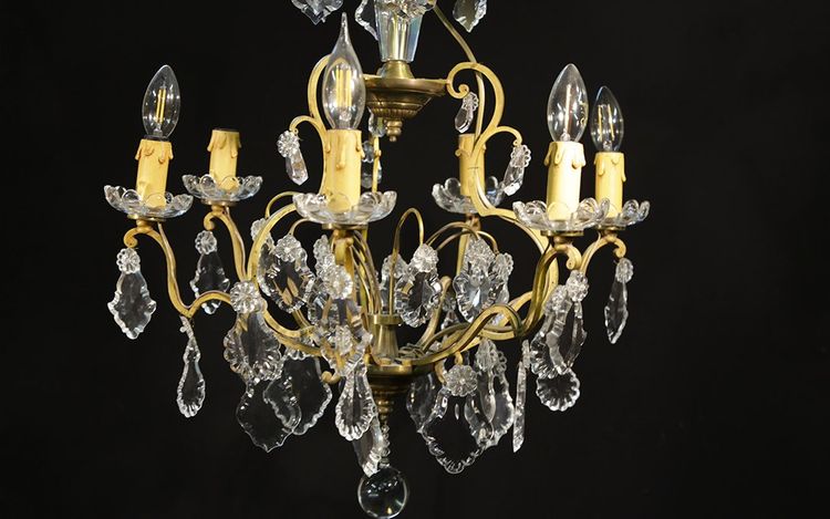 Chandelier with tassels Crystal and gilded bronze 