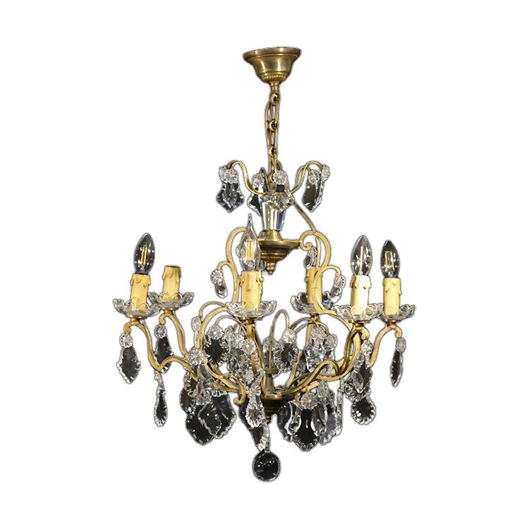 Chandelier with tassels Crystal and gilded bronze 