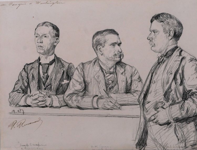 Paul RENOUARD 1845-1924 Portraits of men at the United States Congress in Washington, drawing, circa 1890