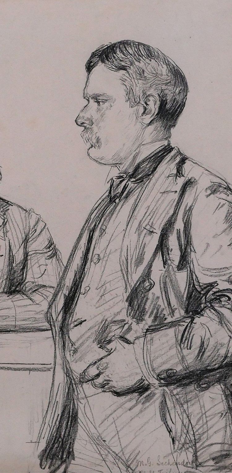 Paul RENOUARD 1845-1924 Portraits of men at the United States Congress in Washington, drawing, circa 1890