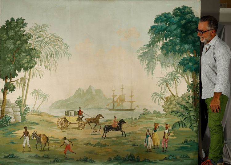 PANORAMIC WALLPAPER PANEL, EXOTIC SCENE IN THE ZUBER STYLE
