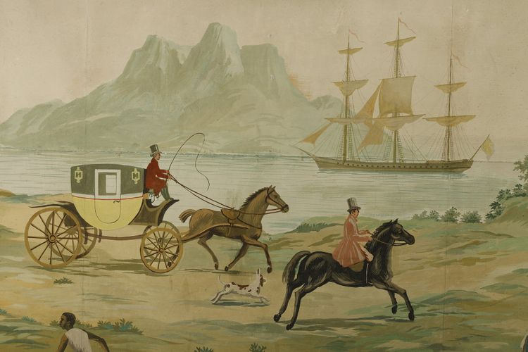 PANORAMIC WALLPAPER PANEL, EXOTIC SCENE IN THE ZUBER STYLE