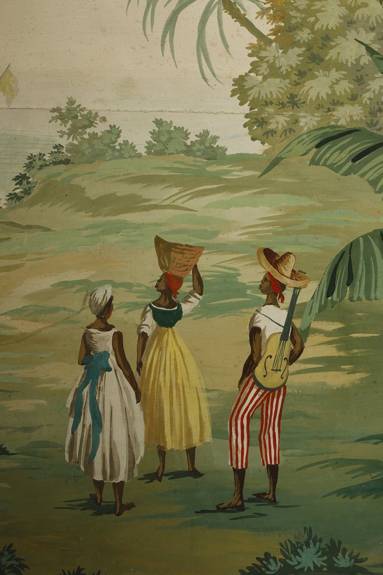PANORAMIC WALLPAPER PANEL, EXOTIC SCENE IN THE ZUBER STYLE