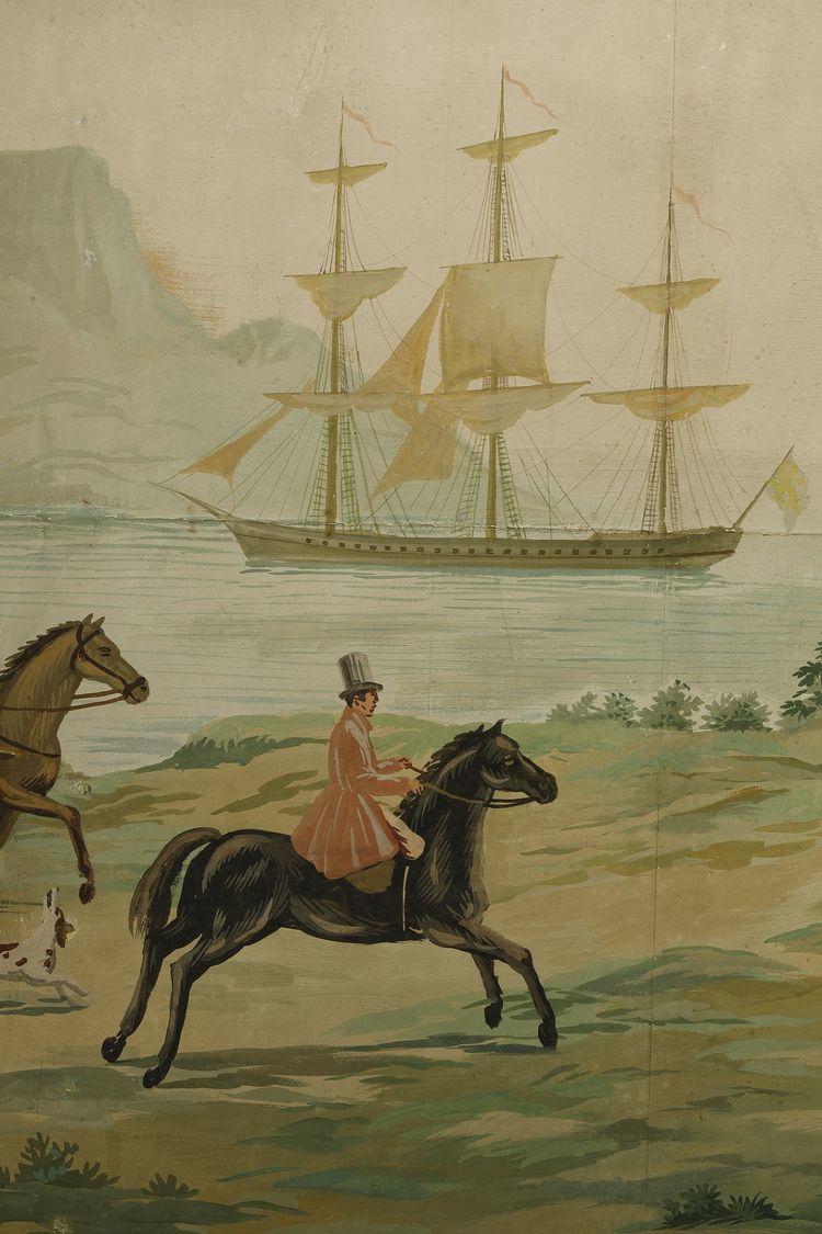 PANORAMIC WALLPAPER PANEL, EXOTIC SCENE IN THE ZUBER STYLE