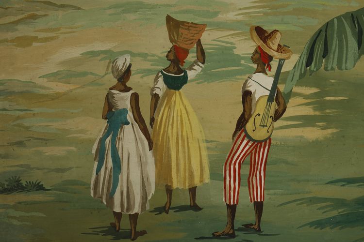 PANORAMIC WALLPAPER PANEL, EXOTIC SCENE IN THE ZUBER STYLE