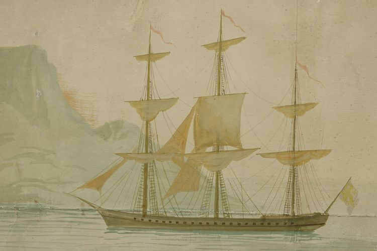 PANORAMIC WALLPAPER PANEL, EXOTIC SCENE IN THE ZUBER STYLE