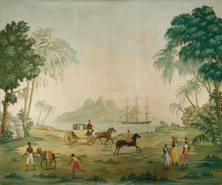 PANORAMIC WALLPAPER PANEL, EXOTIC SCENE IN THE ZUBER STYLE