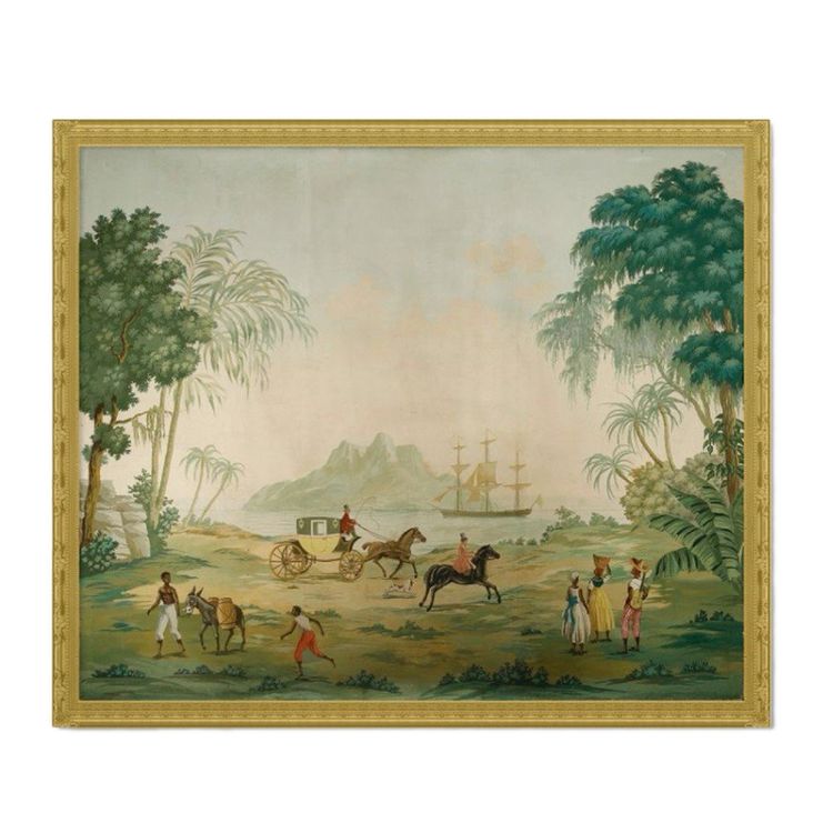 PANORAMIC WALLPAPER PANEL, EXOTIC SCENE IN THE ZUBER STYLE