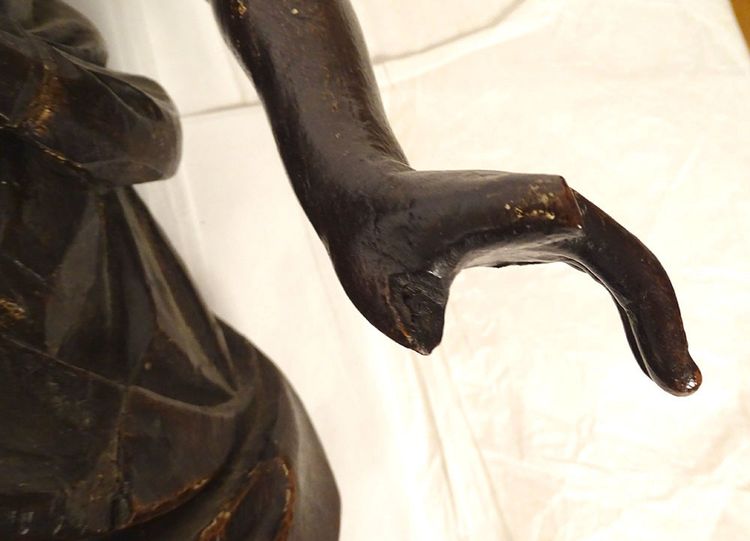 2 grandi sculture statue coppia di angeli in quercia intagliata del XVII secolo