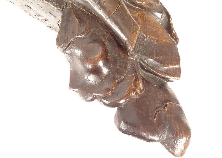 2 grandi sculture statue coppia di angeli in quercia intagliata del XVII secolo
