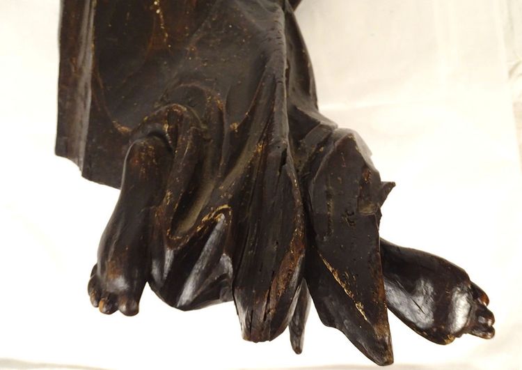 2 grandi sculture statue coppia di angeli in quercia intagliata del XVII secolo