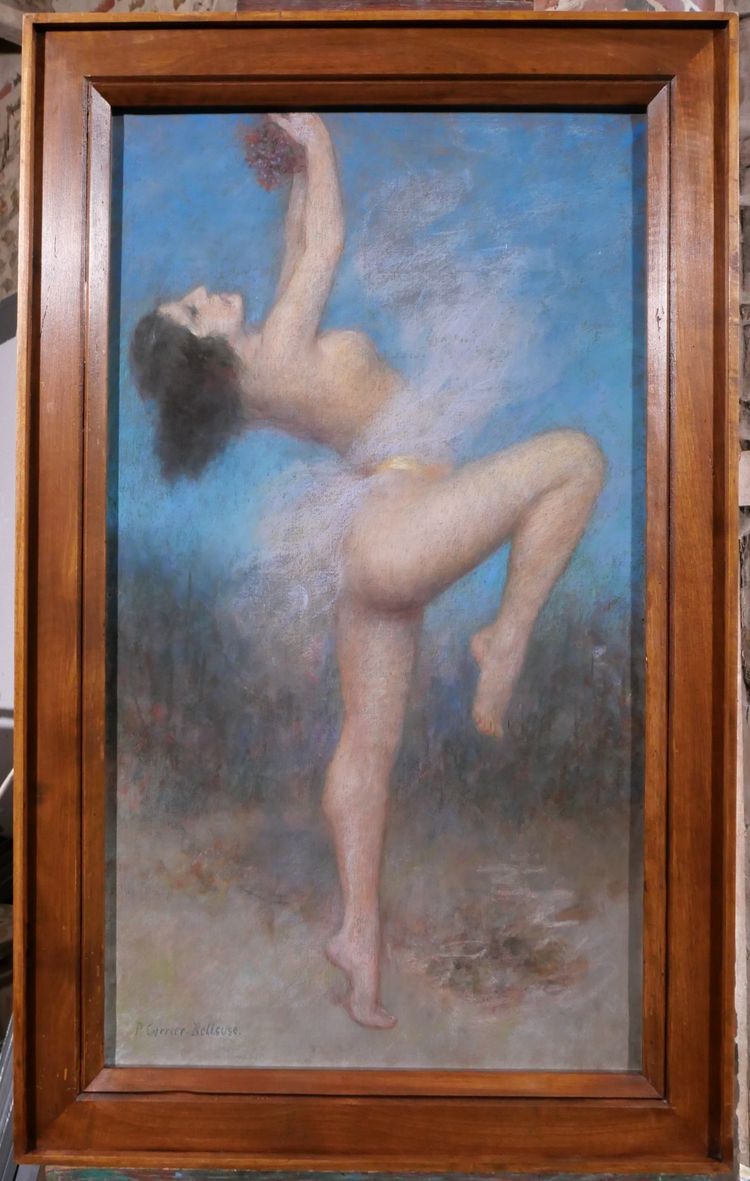 Pierre Carrier-Belleuse 1851-1932 Tänzerin, nackte Frau, Bacchantin, Pastell, um 1920 Gemälde Zeichnung