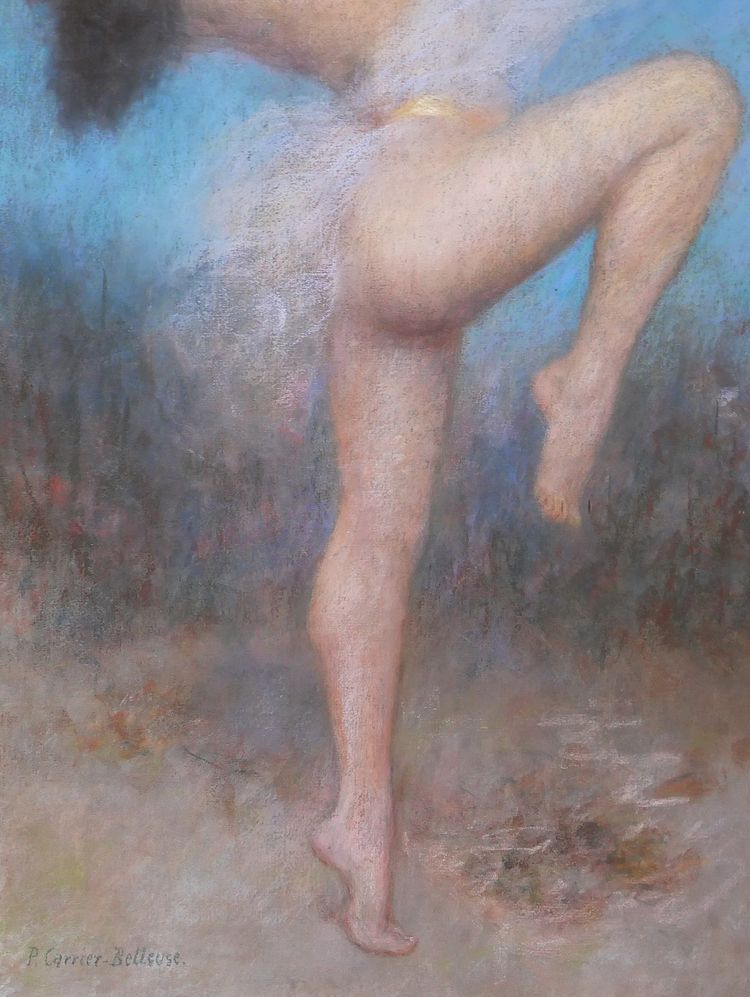 Pierre Carrier-Belleuse 1851-1932 Tänzerin, nackte Frau, Bacchantin, Pastell, um 1920 Gemälde Zeichnung