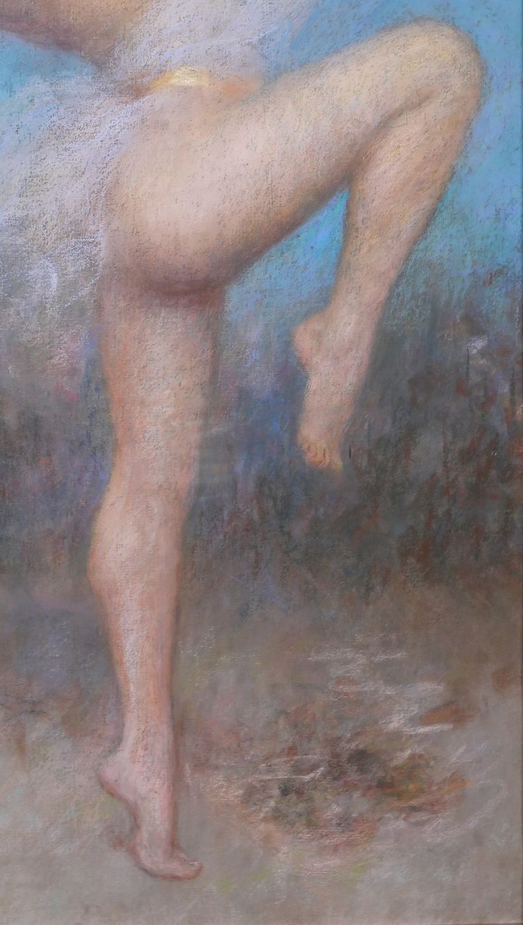 Pierre Carrier-Belleuse 1851-1932 Tänzerin, nackte Frau, Bacchantin, Pastell, um 1920 Gemälde Zeichnung