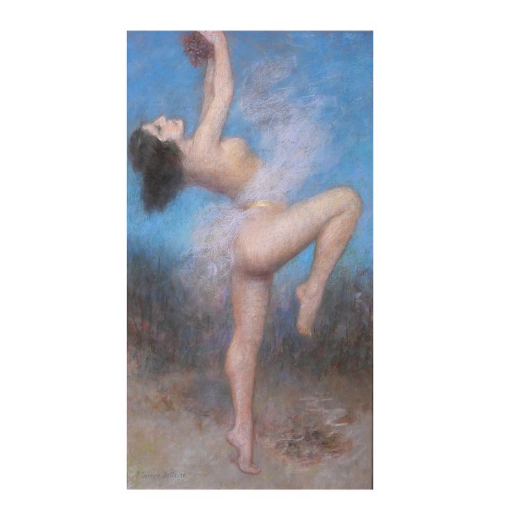 Pierre Carrier-Belleuse 1851-1932 Tänzerin, nackte Frau, Bacchantin, Pastell, um 1920 Gemälde Zeichnung