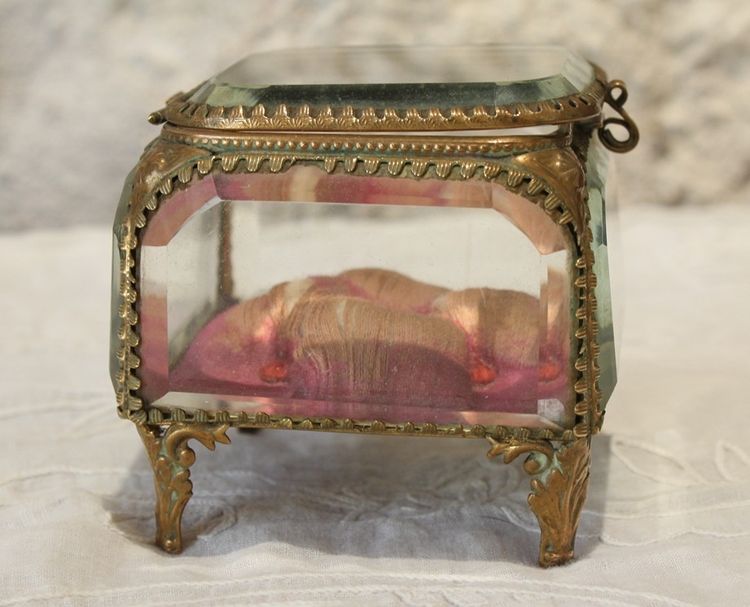 Napoleon III brass and beveled glass jewelry box, late 19th century